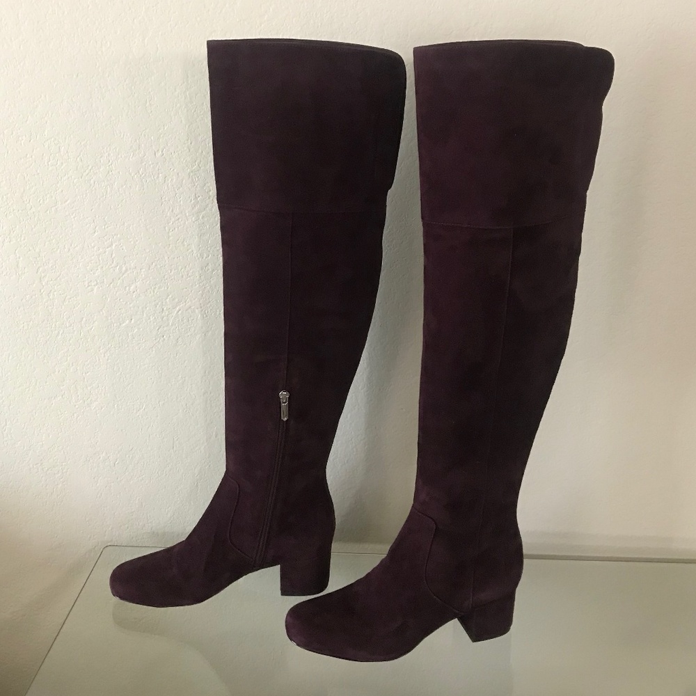 "NEW" SAM EDELMAN ELINA OTK BURGUNDY SUEDE BOOTS